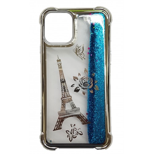 iP14Pro Waterfall Protective Case Silver Eiffel Tower